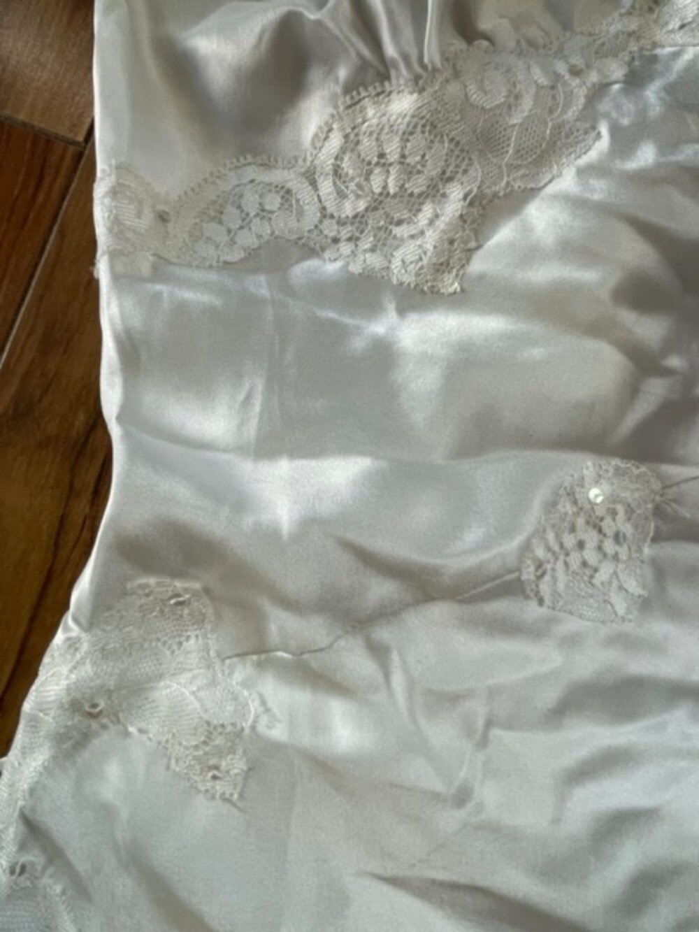 Victoria’s Secret Vintage Lace Trim Satin V-Neck Nightgown, White, Size M - Picture 7 of 13